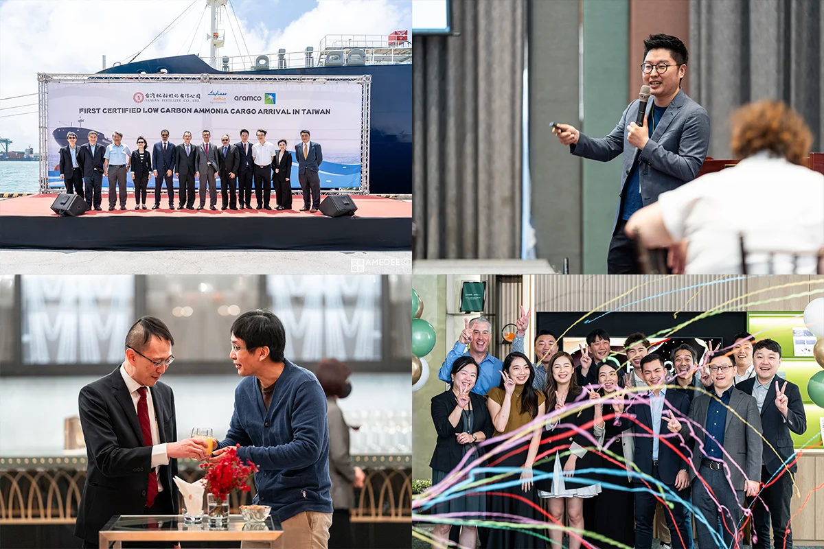 Corporate event photography showing a maritime ceremony, business presentation, networking reception and company celebration.